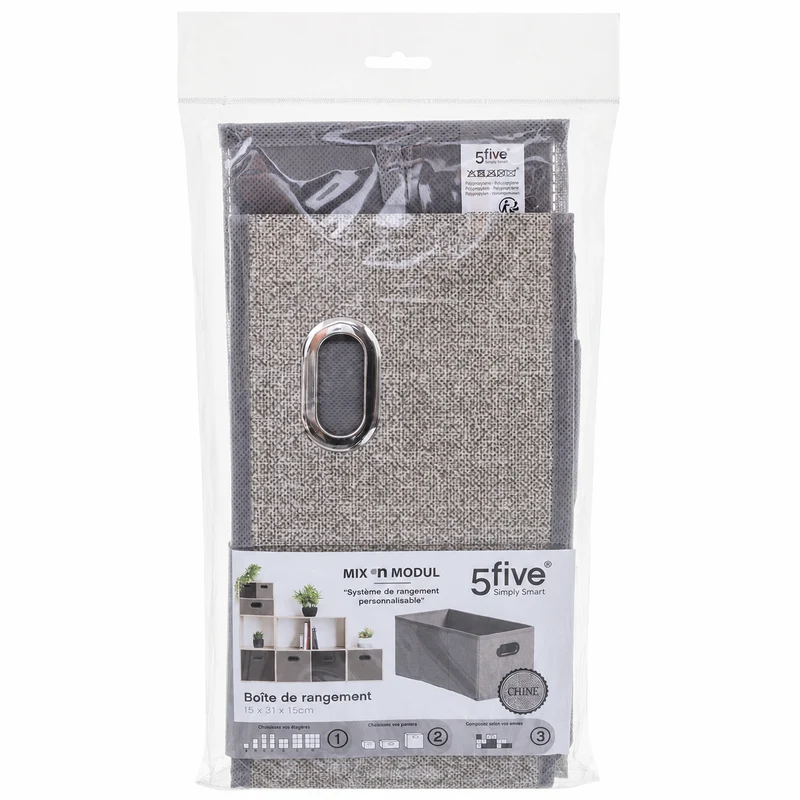 Contenitore portaoggetti rettangolare beige chiné 31x15 cm – Mix'n Modul