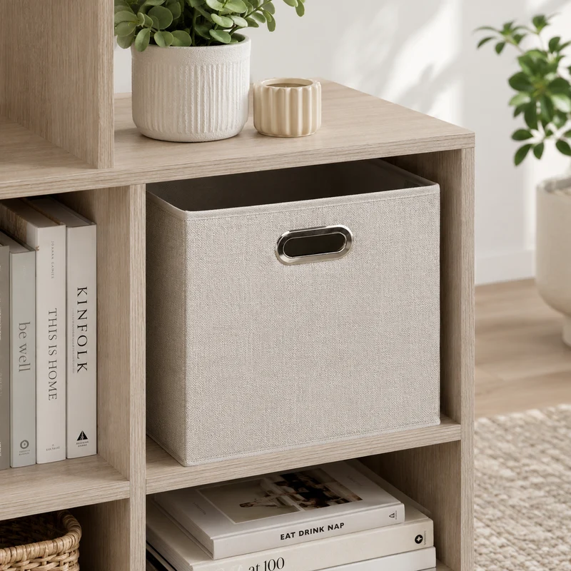 Scatola contenitore in tessuto beige chiné 31x31 cm – Mix'n Modul