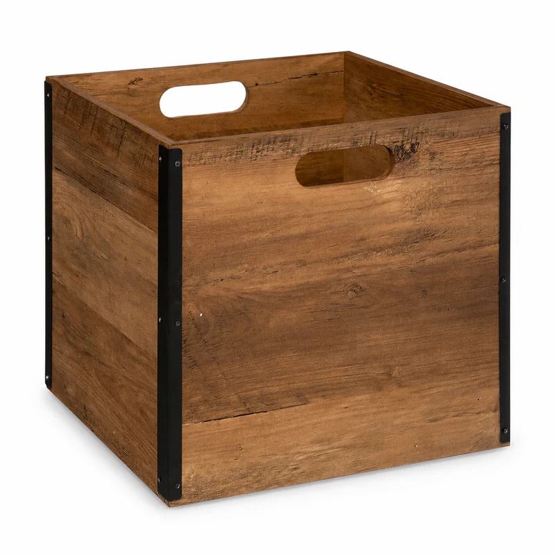 Scatola contenitore cubica effetto legno industriale scuro 31x31x31 cm – Mix'n Modul