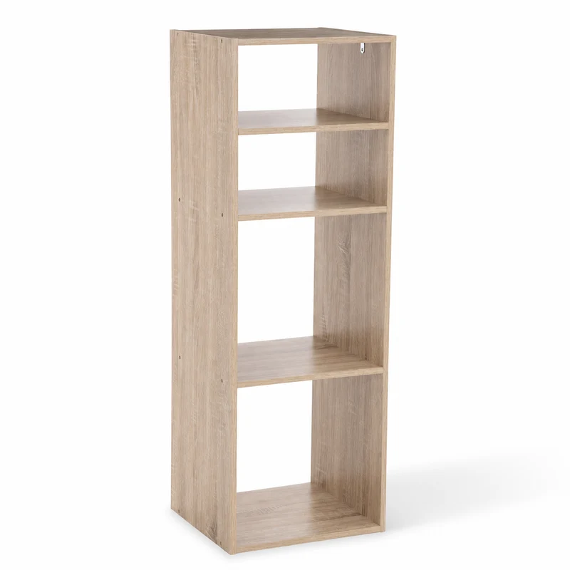 Scaffale a colonna 4 vani in pannello effetto rovere naturale 34,5x32x100,5 cm – Mix’n Modul