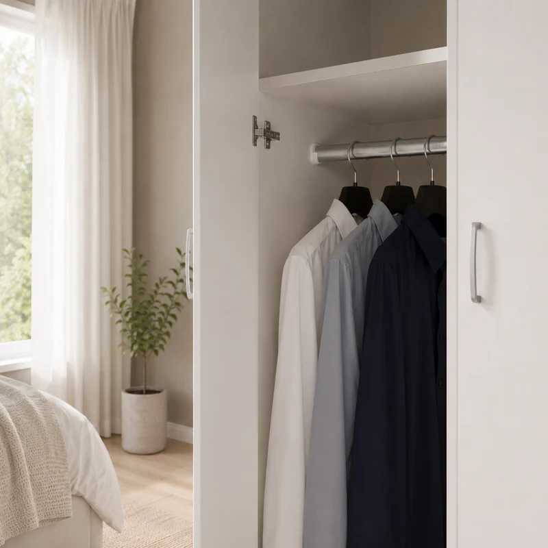 Armadio guardaroba 3 ante 2 cassetti in melaminico bianco 119x46x184 cm – Facile