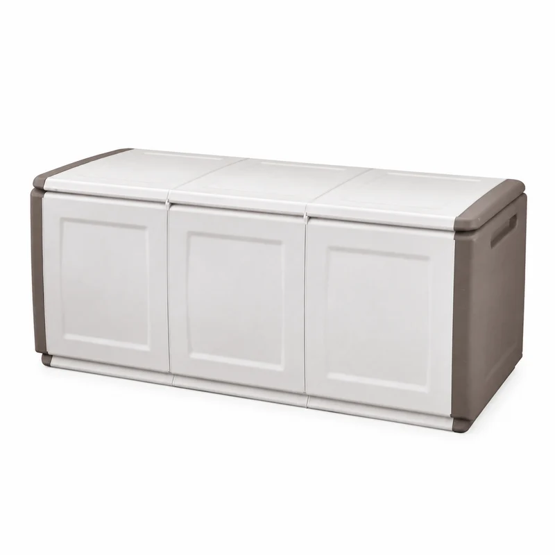Baule contenitore da esterno in polipropilene tortora/ecrù 330 L 138x53x57 cm – Cube