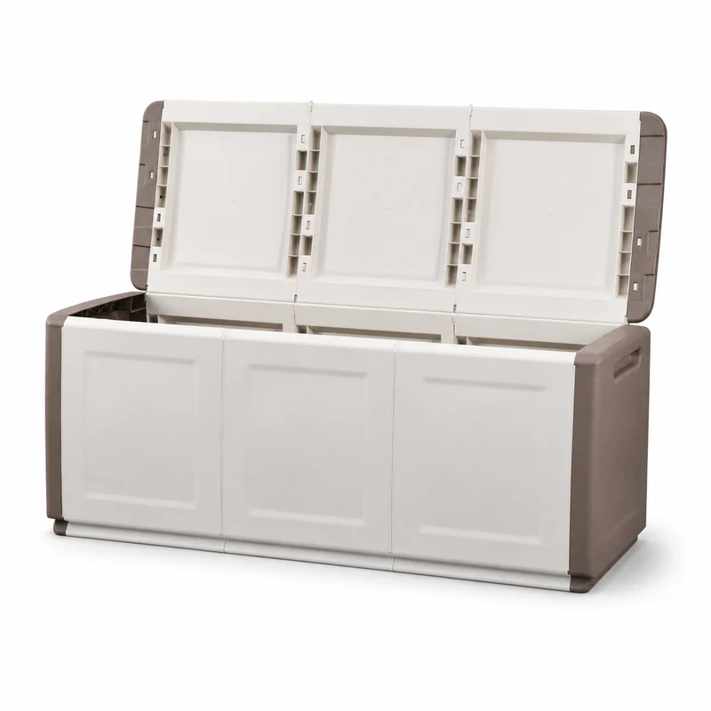 Baule contenitore da esterno in polipropilene tortora/ecrù 330 L 138x53x57 cm – Cube