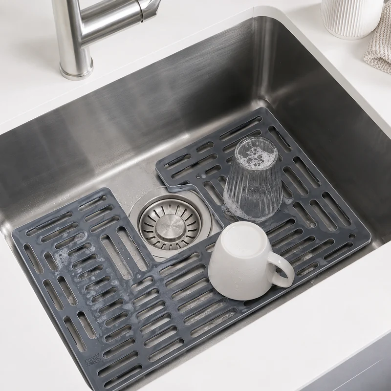 Tappetino protettivo regolabile per lavello in TPR/ABS grigio – Sink Saver