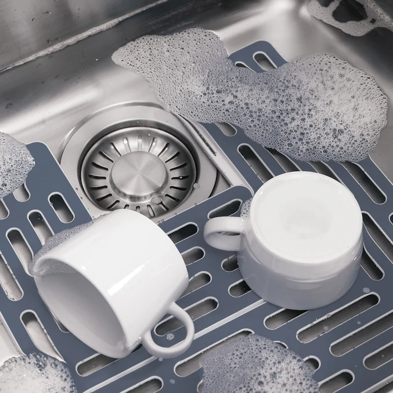 Tappetino protettivo regolabile per lavello in TPR/ABS grigio – Sink Saver