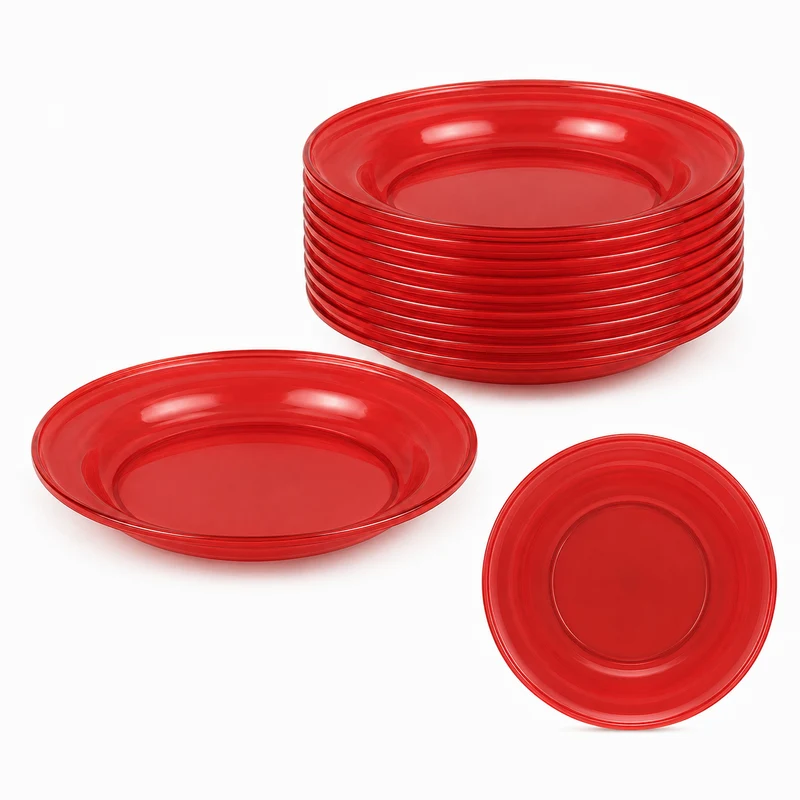 Piatto fondo in polistirene rosso Ø23 cm impilabile – Party