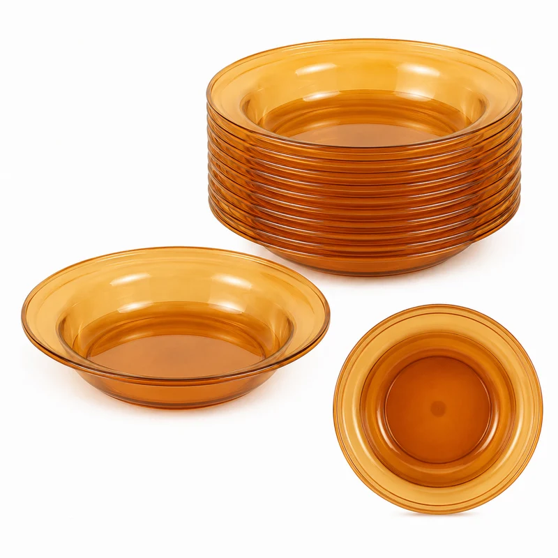 Piatto fondo in polistirene arancio Ø23 cm impilabile – Party
