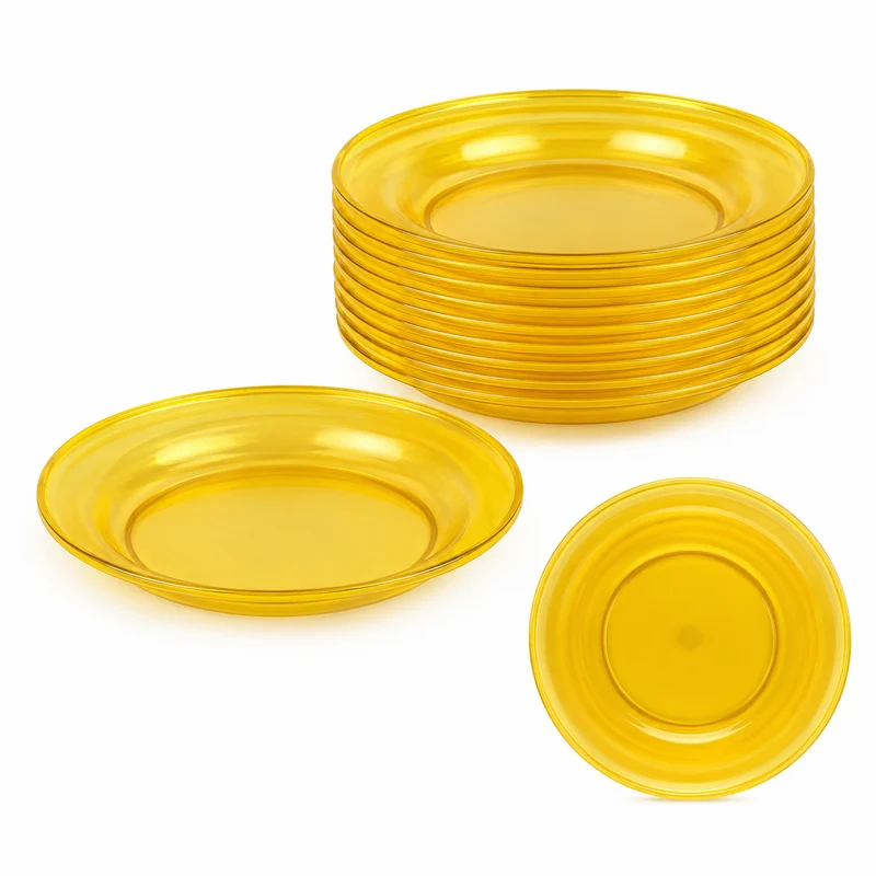Piatto fondo in polistirene giallo Ø23 cm impilabile – Party