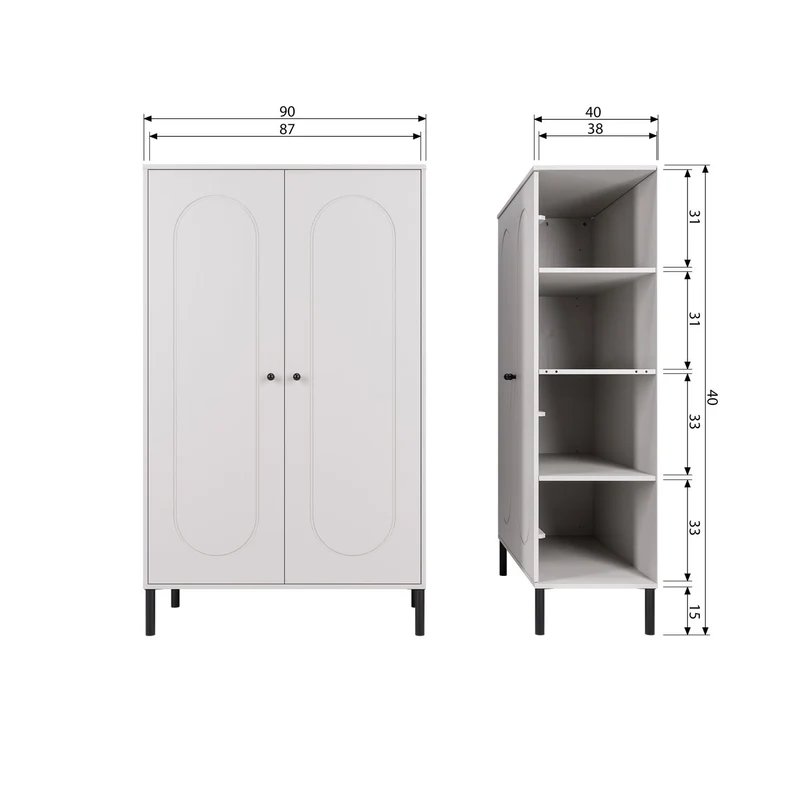 Credenza 2 ante in legno di pino grigio Sela 90x149 cm