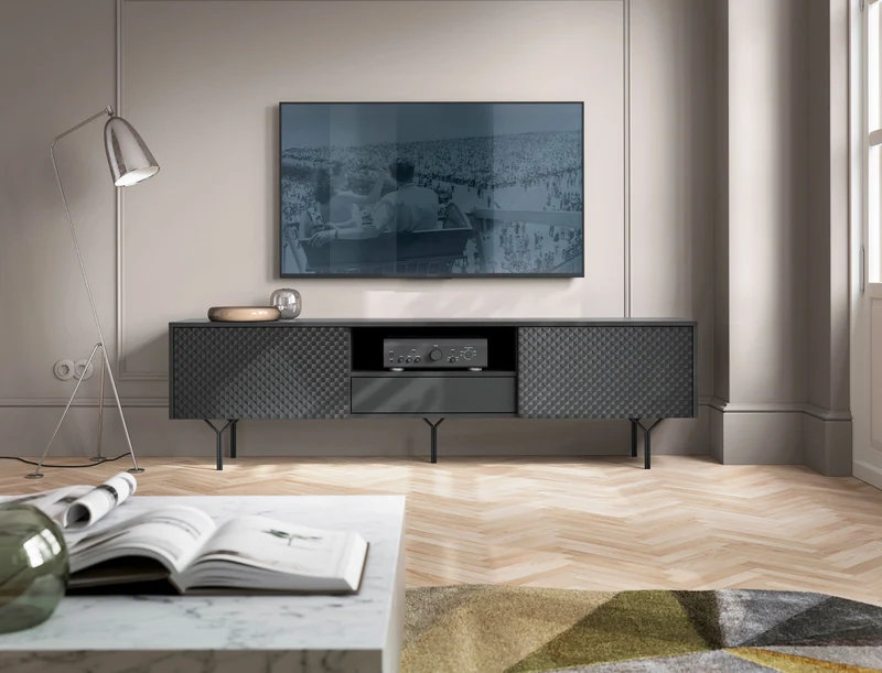 Mobile TV 2 Ante 1 cassetto in legno laminato Nerea 180x51 cm