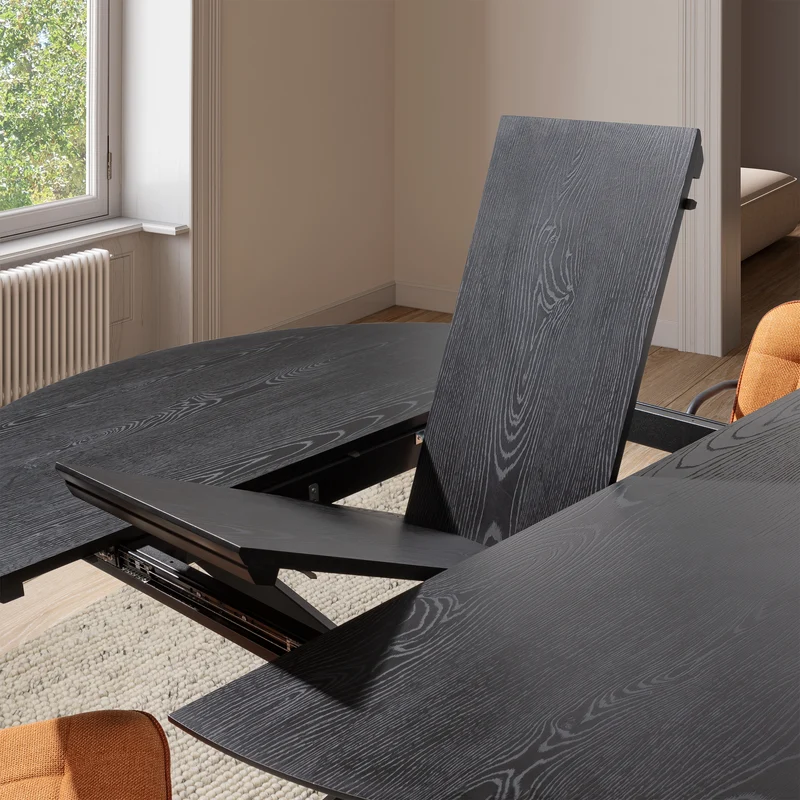 Tavolo rotondo allungabile con gamba in metallo Nayra 126/160x75 cm