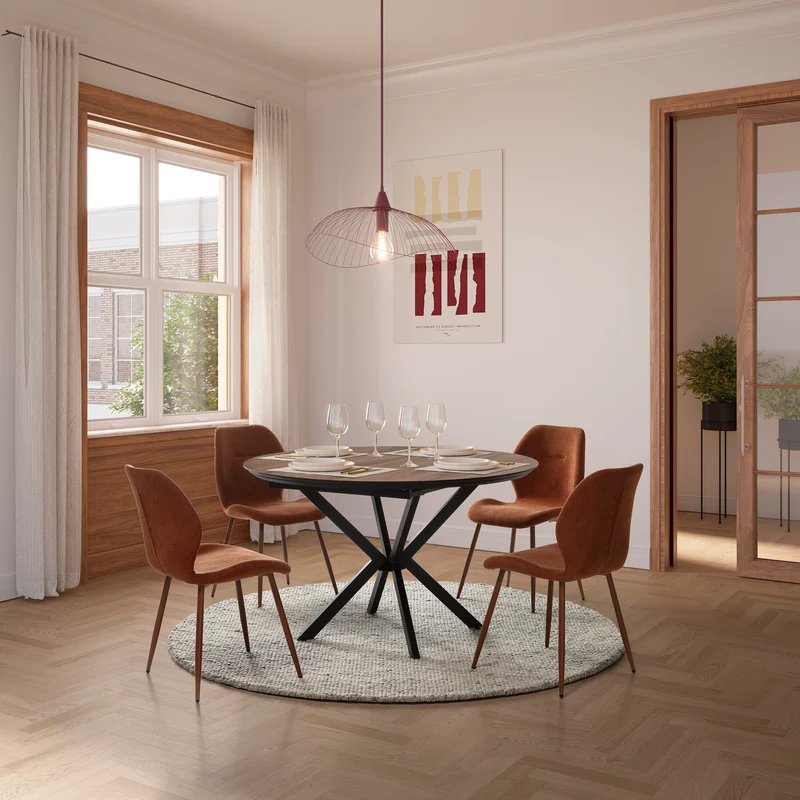 Tavolo rotondo allungabile con gamba in metallo Nayra 126/160x75 cm