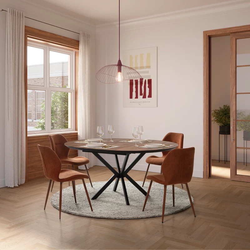 Tavolo rotondo allungabile con gamba in metallo Nayra 126/160x75 cm