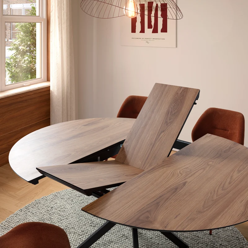 Tavolo rotondo allungabile con gamba in metallo Nayra 126/160x75 cm