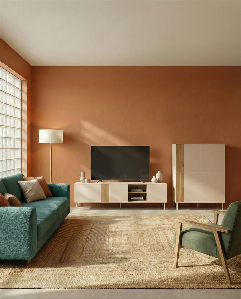 Credenza 4 ante crema/rovere Ryel 90x121 cm