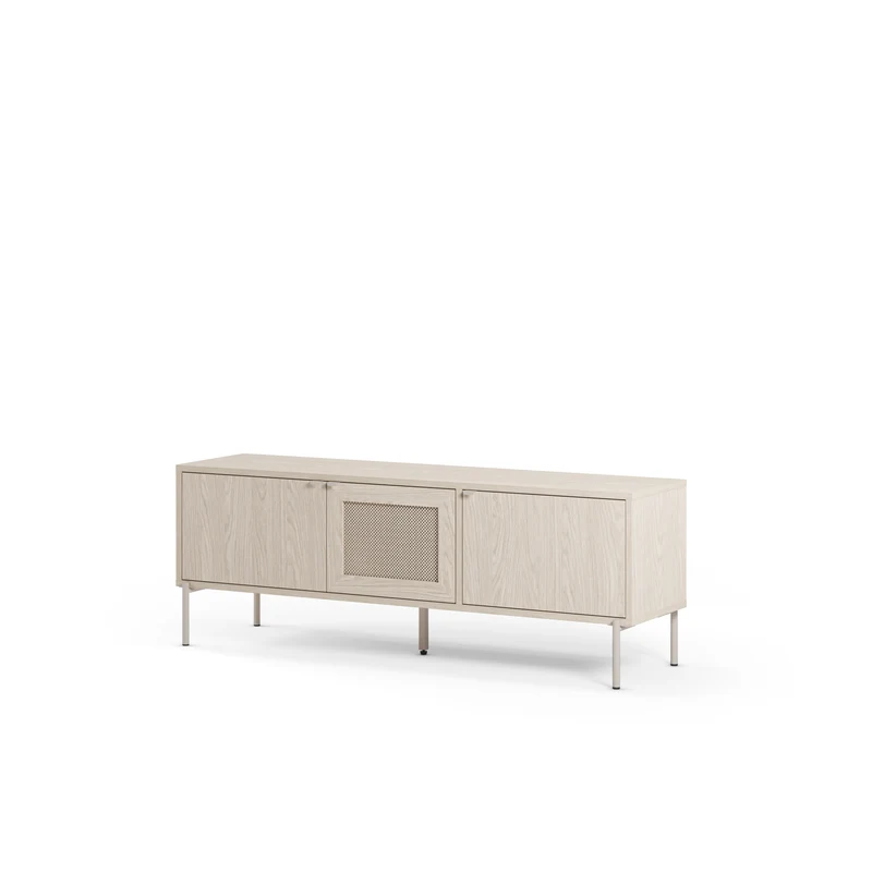 Mobile TV 3 ante rovere con gamba in metallo Hinti 130x50 cm