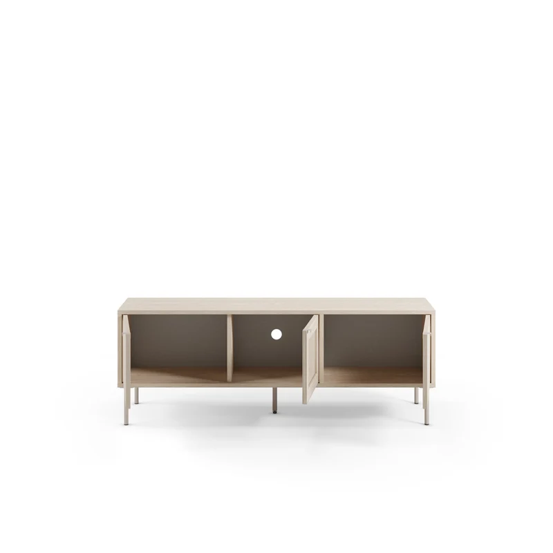 Mobile TV 3 ante rovere con gamba in metallo Hinti 130x50 cm