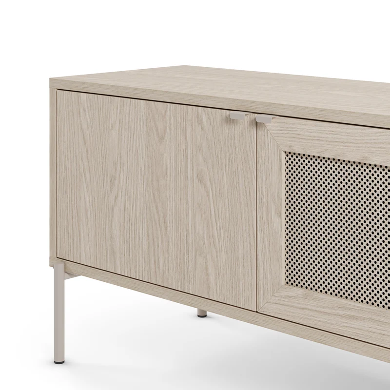 Mobile TV 3 ante rovere con gamba in metallo Hinti 130x50 cm