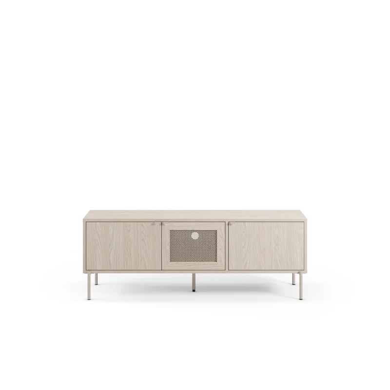 Mobile TV 3 ante rovere con gamba in metallo Hinti 130x50 cm