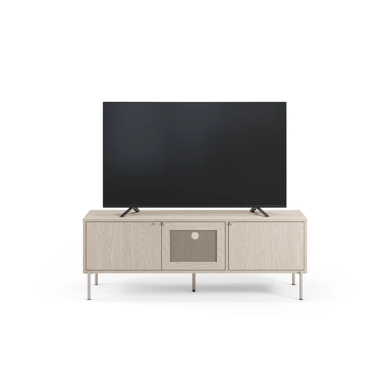 Mobile TV 3 ante rovere con gamba in metallo Hinti 130x50 cm