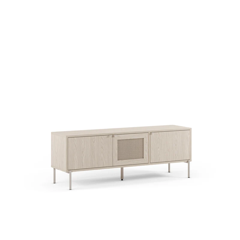 Mobile TV 3 ante rovere con gamba in metallo Hinti 130x50 cm