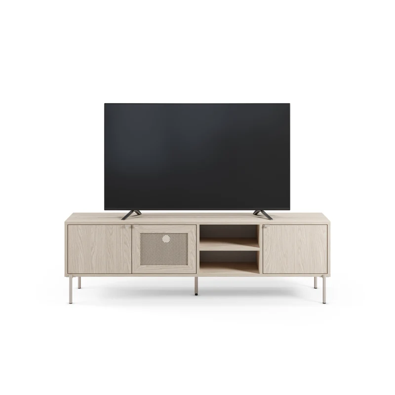 Mobile TV 3 ante rovere con gamba in metallo Hinti 164x50 cm