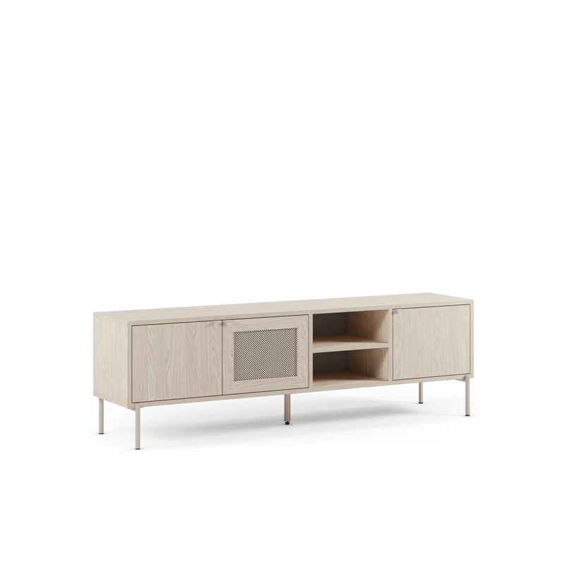 Mobile TV 3 ante rovere con gamba in metallo Hinti 164x50 cm