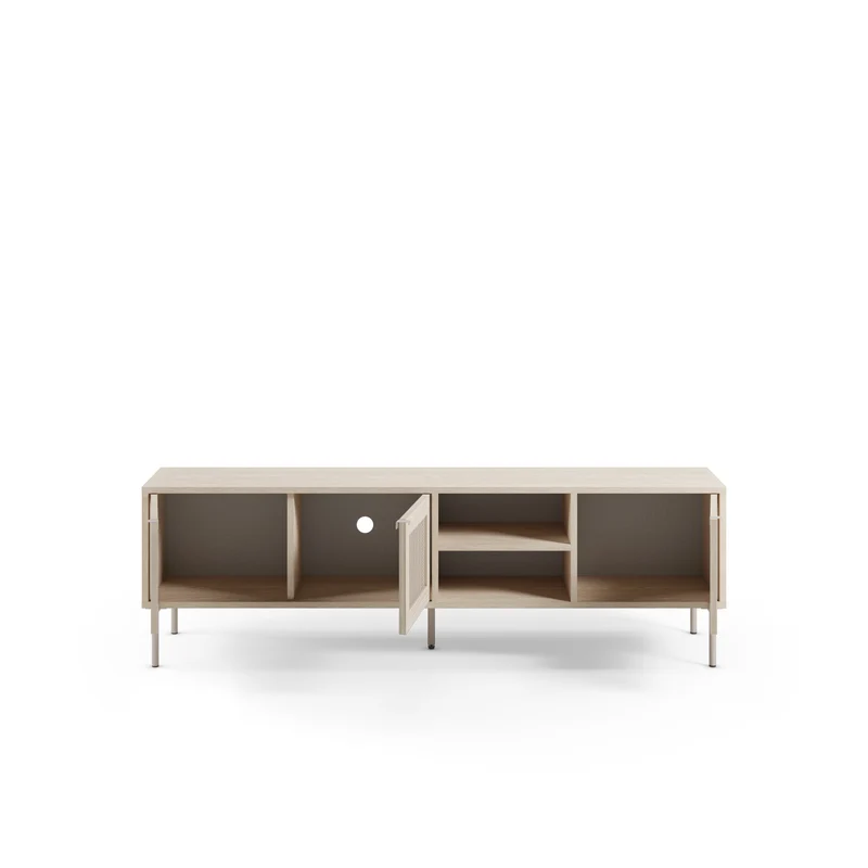 Mobile TV 3 ante rovere con gamba in metallo Hinti 164x50 cm