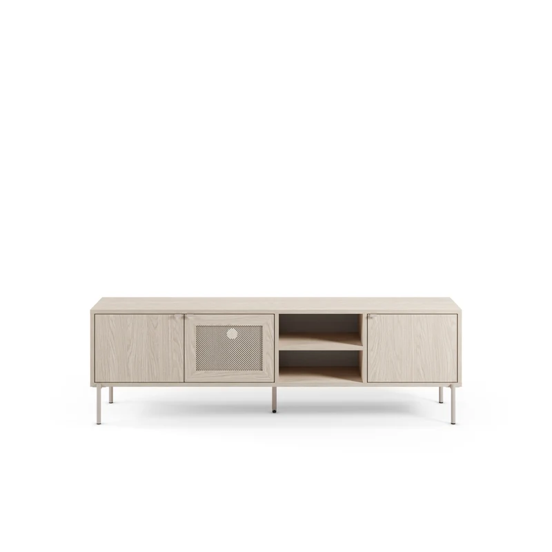 Mobile TV 3 ante rovere con gamba in metallo Hinti 164x50 cm
