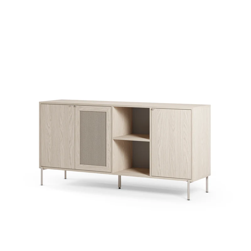 Madia 3 ante rovere con gamba in metallo Hinti 164x80 cm