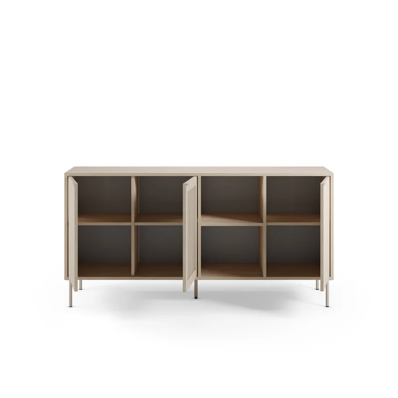 Madia 3 ante rovere con gamba in metallo Hinti 164x80 cm