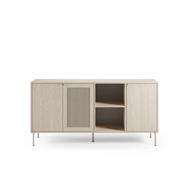 Madia 3 ante rovere con gamba in metallo Hinti 164x80 cm