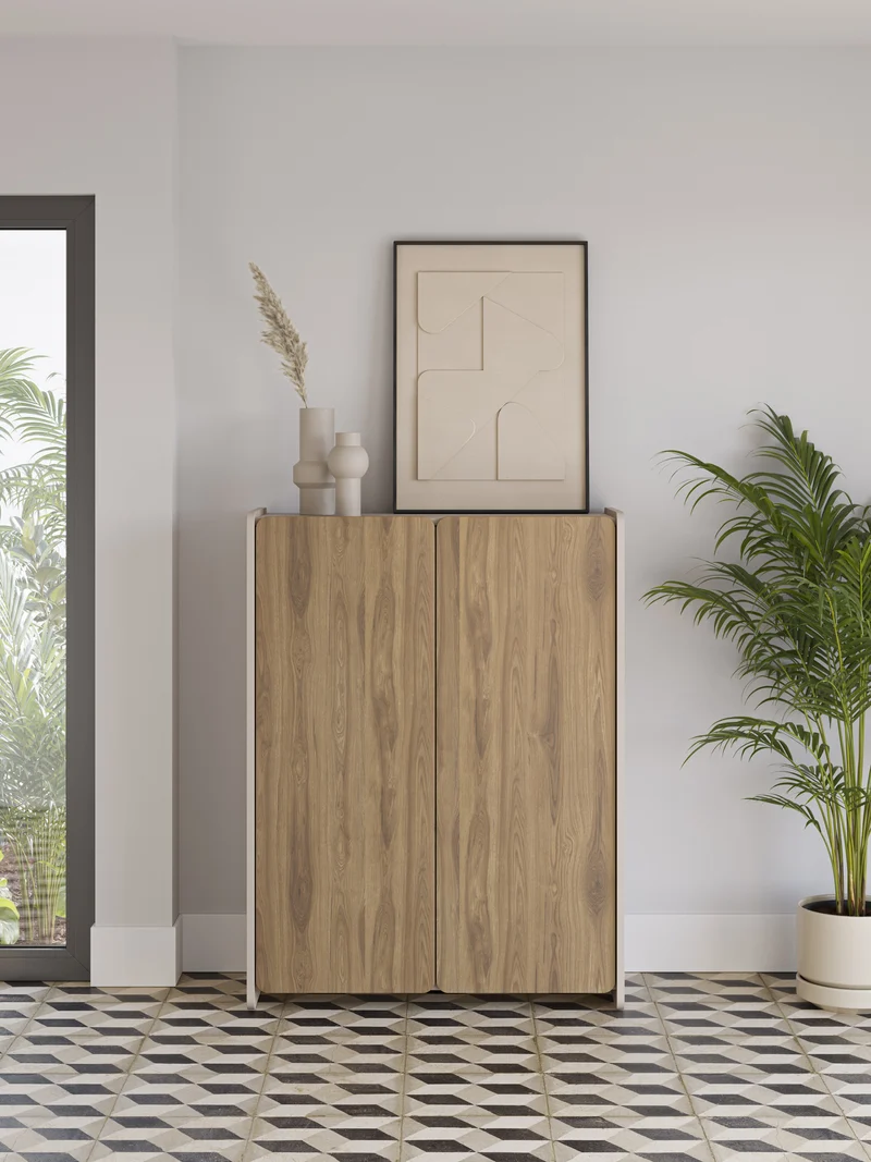 Credenza 2 ante crema/rovere Luon 90x125 cm