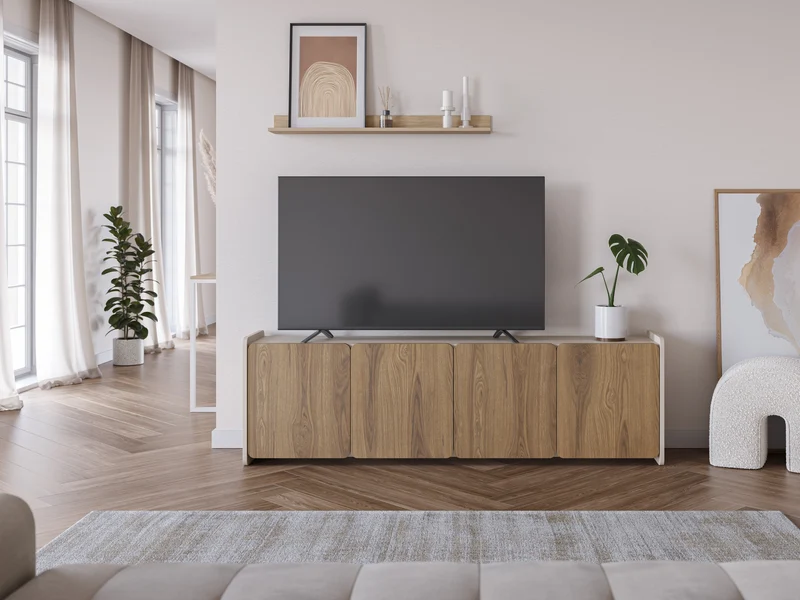 Mobile TV 4 ante crema/rovere Luon 180x55 cm