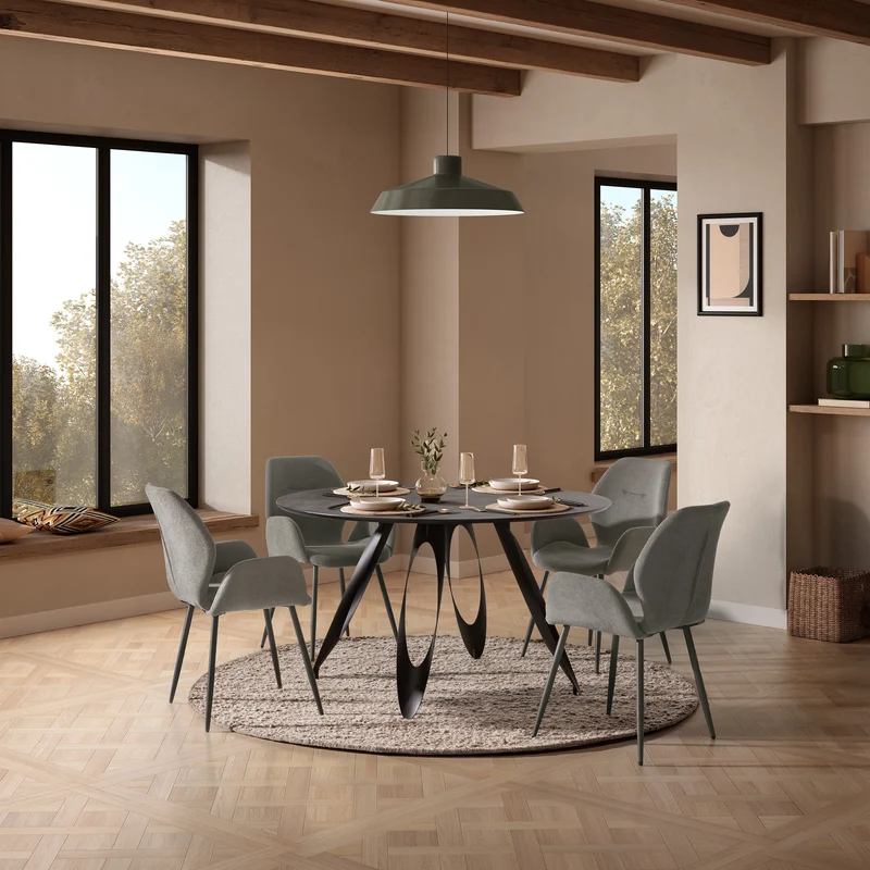 Tavolo rotondo con gamba in metallo nero Anrex 130x76 cm