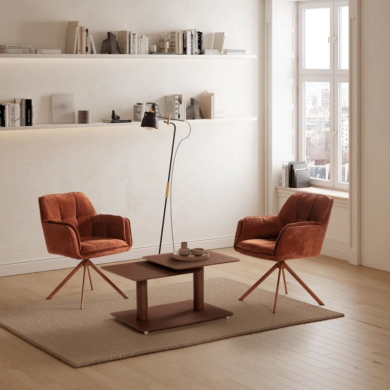 Tavolino girevole con gamba in metallo Elvan 114x42 cm