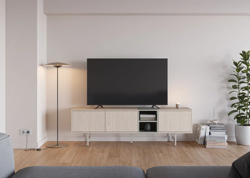 Mobile TV 3 ante con gamba in metallo Thais 180x55 cm