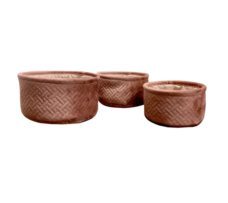 Cestino in microfibra rosa antico - Tre misure