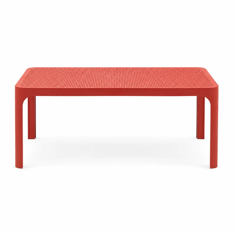 Tavolino da giardino basso rettangolare in resina corallo 100x60 cm – Net