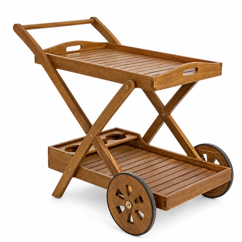 Carrello da giardino in legno di acacia con ripiano 89x56 cm – Noemi
