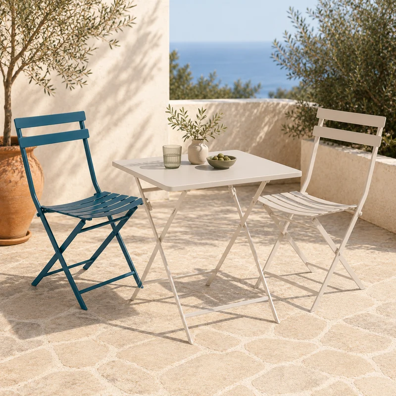 Tavolo da giardino pieghevole quadrato color argilla 70x70 cm – Greensboro
