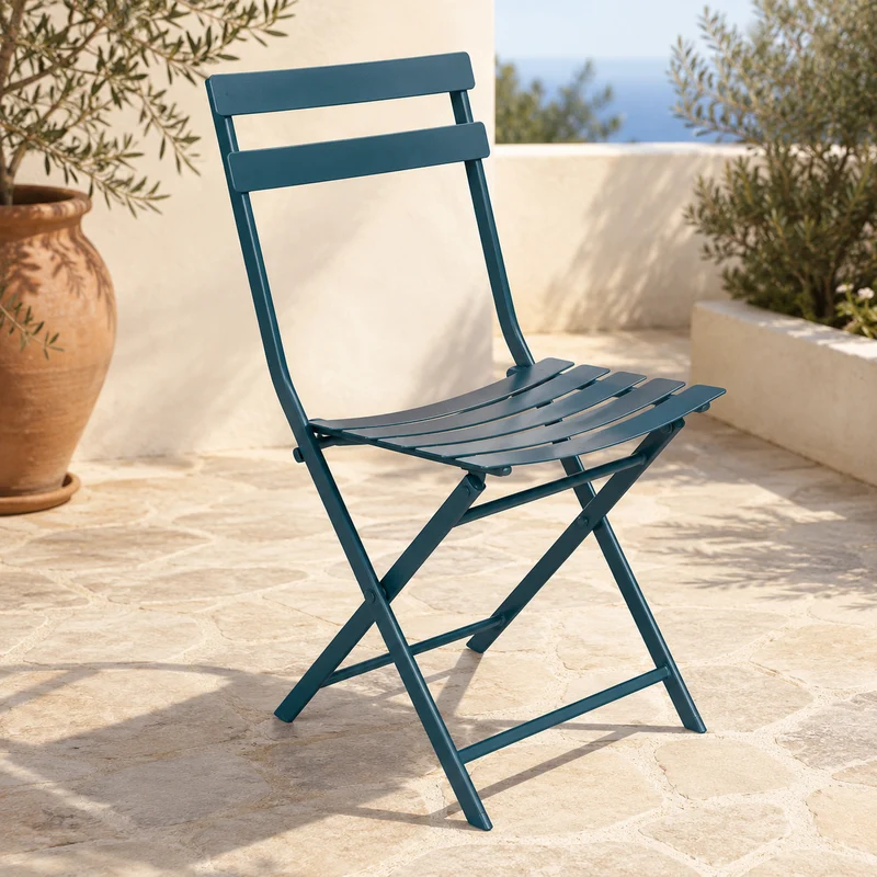 Sedia da giardino pieghevole in acciaio color canard – Greensboro