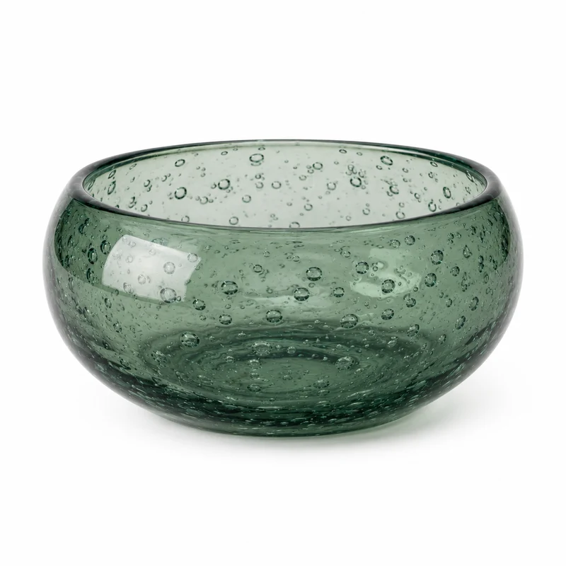 Ciotola tonda in plastica verde scuro con texture a bolle – Riviera dark bowl
