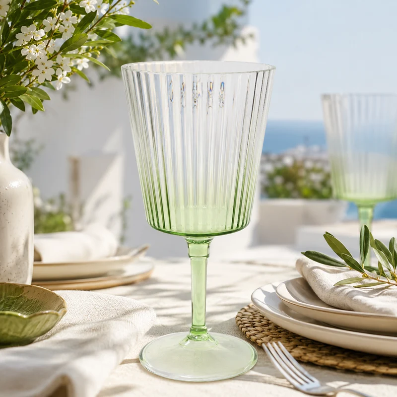 Calice da vino in plastica verde con texture a bolle Riviera green
