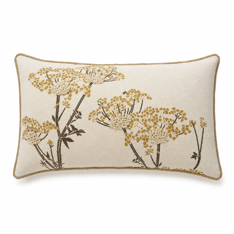 Cuscino da esterno fantasia fiori selvatici oro 40x70 cm – Oriana