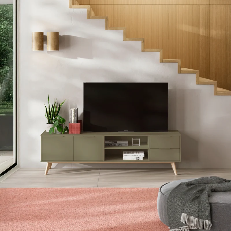Mobile TV 2 ante 2 cassetti in legno di pino Lith 180x53 cm