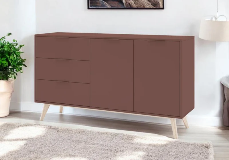 Madia 2 ante 3 cassetti in legno di pino Lith 140x81 cm