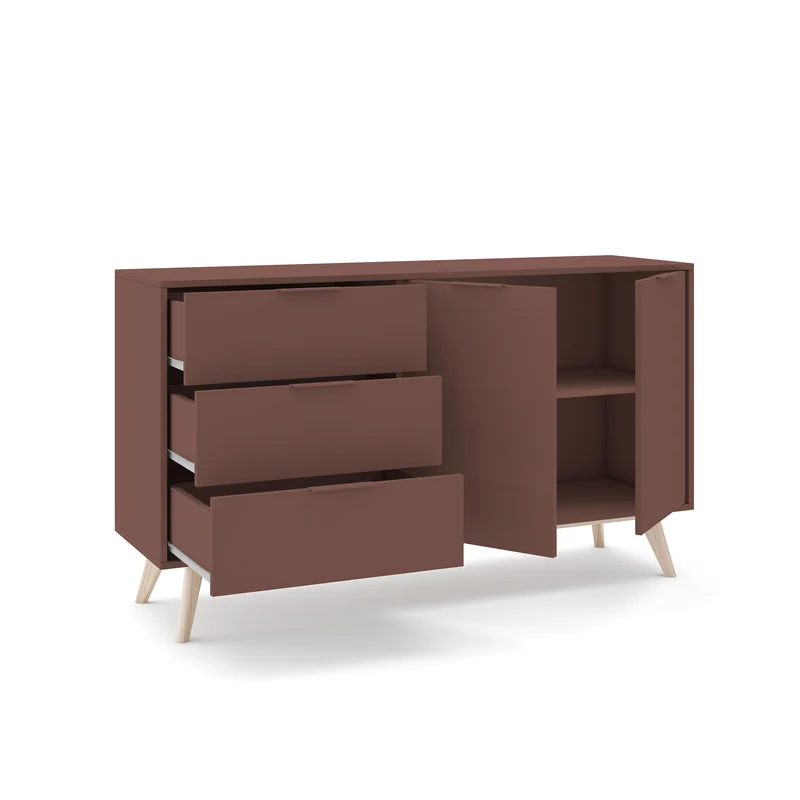 Madia 2 ante 3 cassetti in legno di pino Lith 140x81 cm