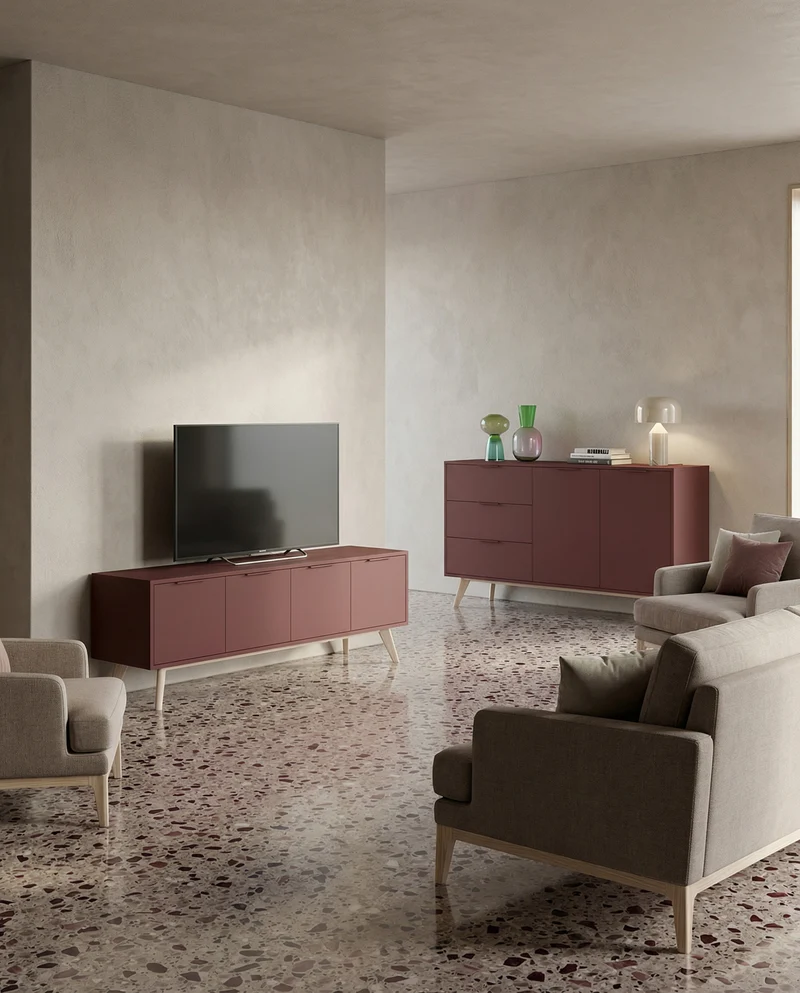 Madia 2 ante 3 cassetti in legno di pino Lith 140x81 cm