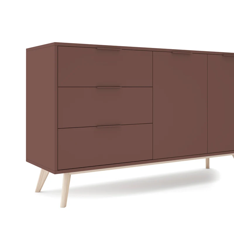 Madia 2 ante 3 cassetti in legno di pino Lith 140x81 cm